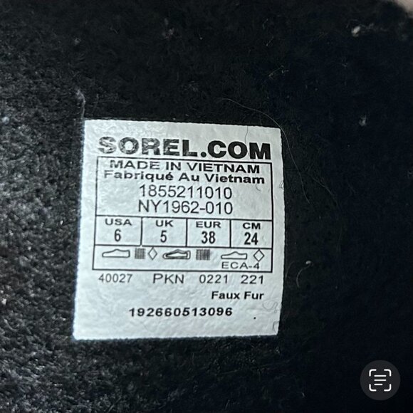 SOREL Waterproof Black Nylon and Rubber Duck Bill Toe Winter Boots US 6. - Picture 5 of 5